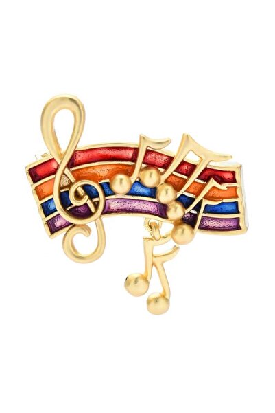 Pelin Aksesuar Renkli Nota Sol Anahtarı Gökkuşağı Broş