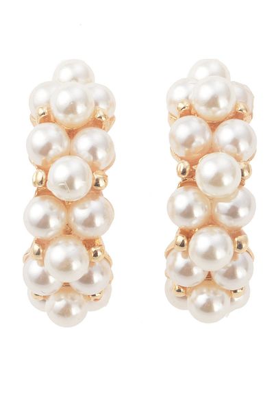 Pelin Aksesuar Pearl Hoop Earrings