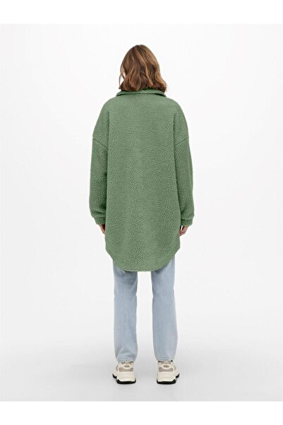ONLY Düz Yaka Cepli-düğmeli Uzun Kollu Yeşil Kadın Kaban 15228419