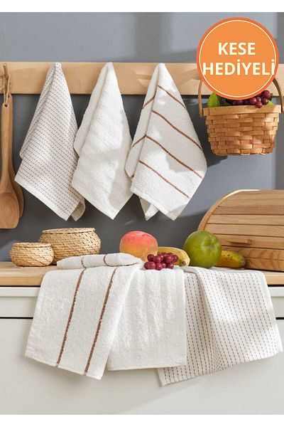 Rebeka Home Collection Cream Sophia Σετ 6 πετσετών κουζίνας - 30x50 cm Πετσέτες χεριών και προσώπου