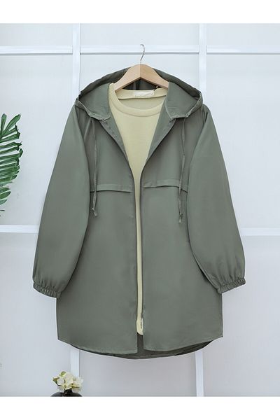 Modamorfo Καμπαρντίνα Araboy Raincoat με φερμουάρ με κουκούλα - Χακί