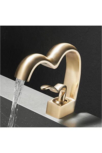 OEM Bathroom Sink Faucet Matte Gold Color Waterfall Heart New Design Imported with 7 Years Warranty