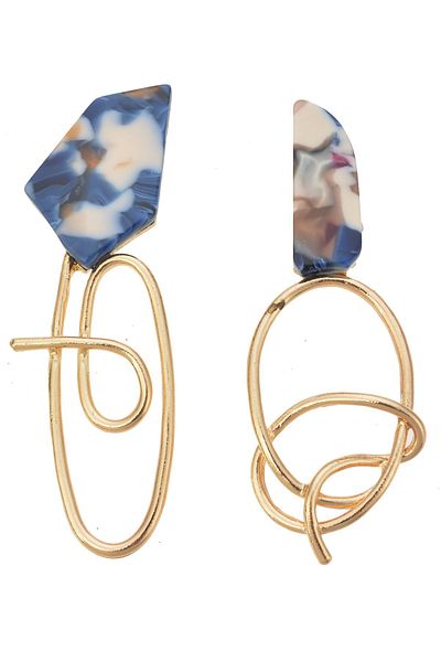 Pelin Aksesuar Blue White Design Earrings