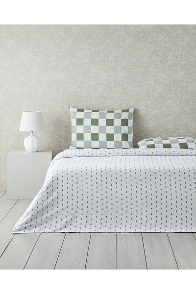 English Home Set cuvertură de pilota din bumbac Crocus Flora King Size Verde - 240x220 cm