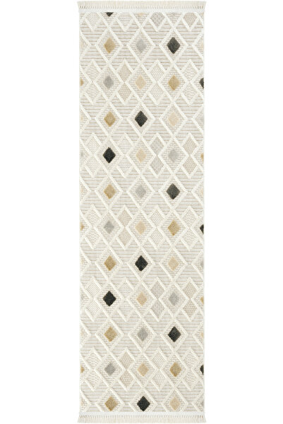 Cool Halı Ares 8804 Gray Runner Geometric Entrance Hall Corridor Carpet Bedroom Carpet Curly Cut Carpet Runner