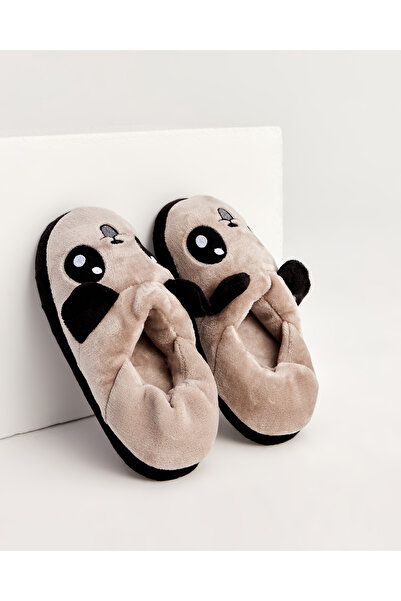 Chirpy Göbi - Hayvan Figürlü Gri Erkek Ev Içi Ayakkabı