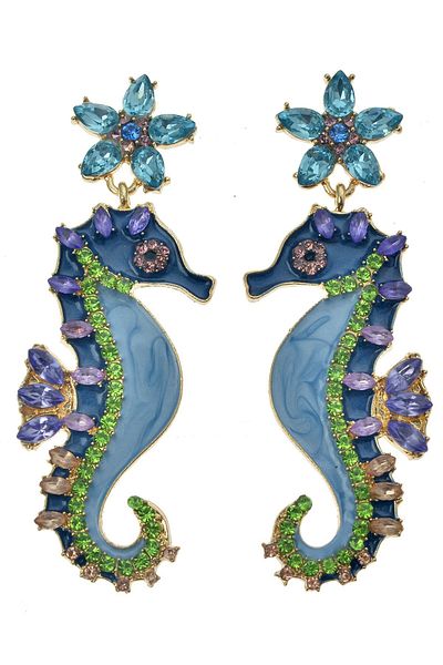 Pelin Aksesuar Blue Sea Horse Earrings