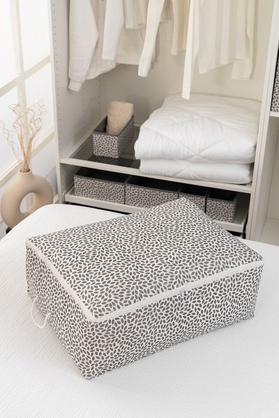 REKHOME Large Size Gray Leaf Printed Bed Base Pillow Quilt Sweater Hurcu / 62x46x22