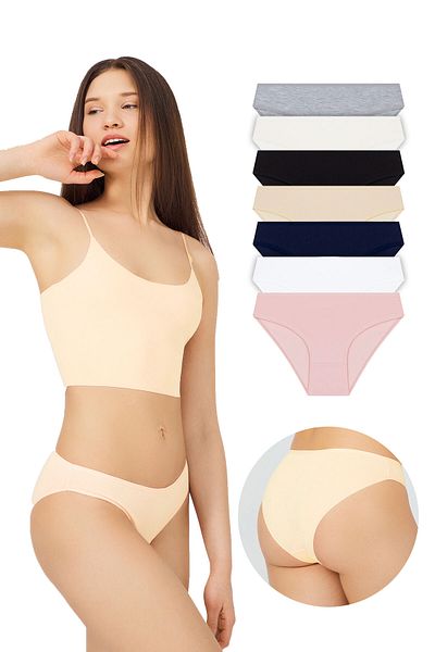 Cottonhill Chiloți de bikini din bumbac de bază, pachet de 7