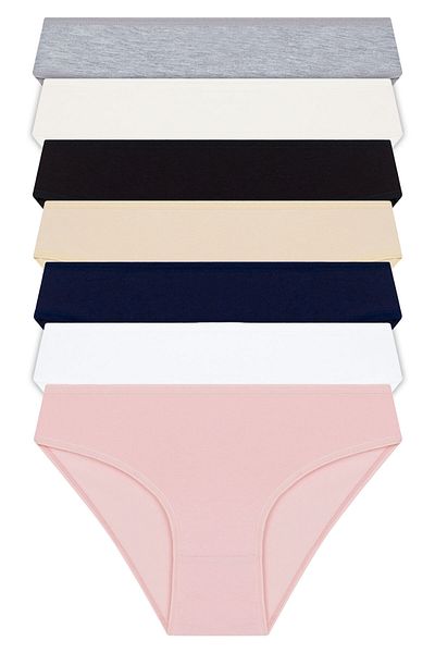 Cottonhill Chiloți de bikini din bumbac de bază, pachet de 7
