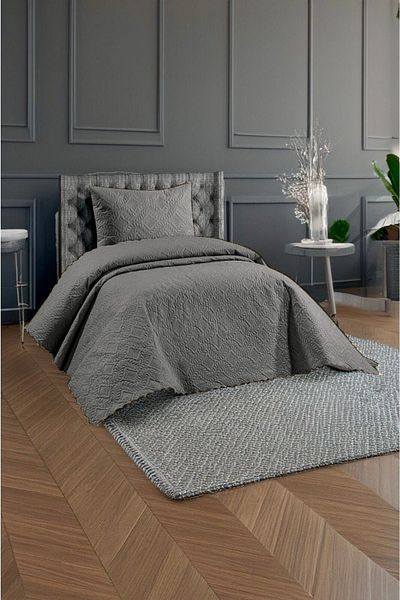 REYs HOME Anthracite Quilted Single Bedspread