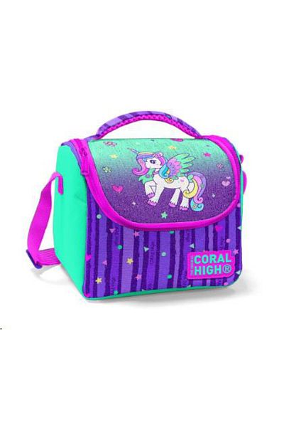 Coral High Purple Aqua Green Unicorn Patterned Thermo Lunchbox 11868