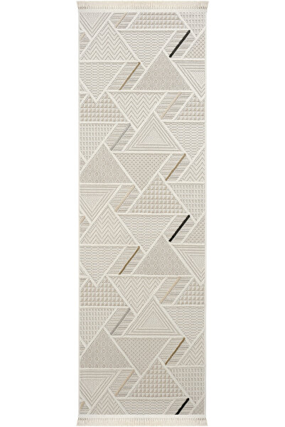 Cool Halı Ares 8805 Krem Yolluk Geometrik Antre Hol Koridor Halısı Yatak Odası Halı Bukle Kesme Halı Yolluk