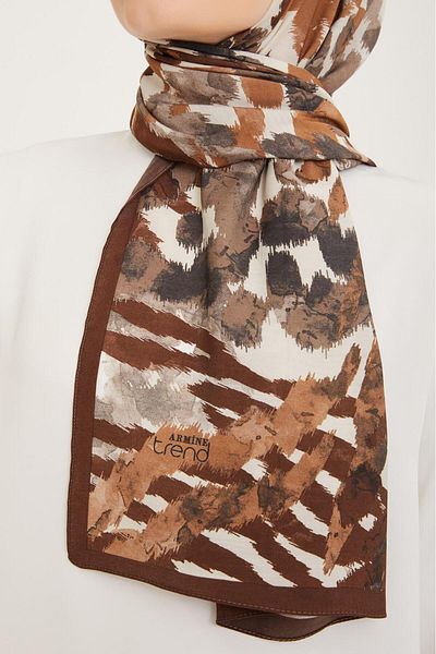 Armine Πικρό καφέ-κρεμ πινέλο με μοτίβο Modal Shawl 6318-13