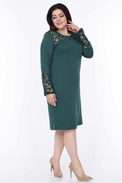 modayız Πράσινο ισπανικό φόρεμα με μανίκια 30Y-1050