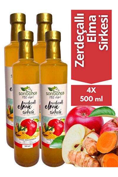 Sarıbahçe Zerdeçallı Elma Sirkesi 500 ml 4'lü Paket - Organik Doğal Fermente