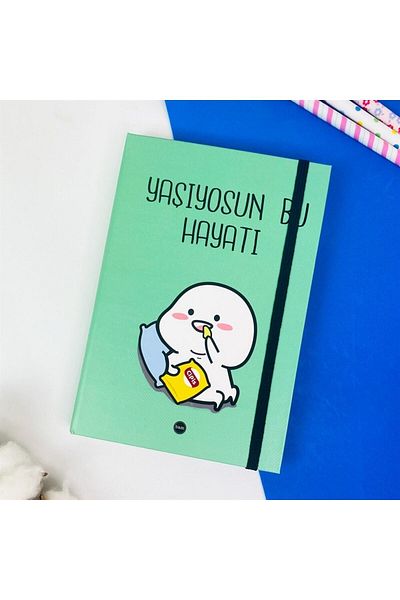 hediyeofisi أنت تعيش هذه الحياة" تصميم دفتر ملاحظات مطاطي بغطاء صلب