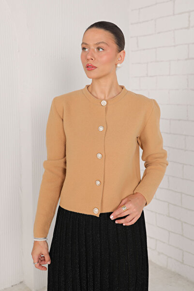 Melike Tatar Beige Knitwear Cardigan 3-1202