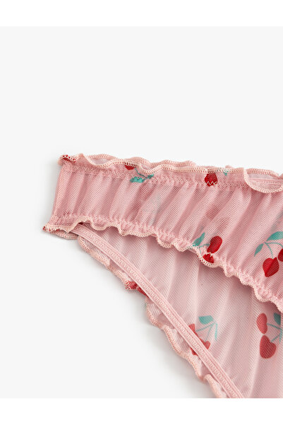 Koton Kiraz Baskılı Brief Külot Tül Fırfırlı