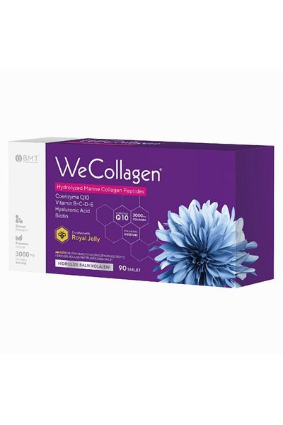 Biomet WeCollagen® 90 Tablets - 3000mg Collagen Type 1-2-3 Bee Milk Biotin 100% Pure and Natural Dietary Supplement
