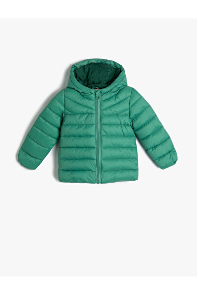 Koton Jachetă puf cu glugă și buzunar, cu detaliu etichetă