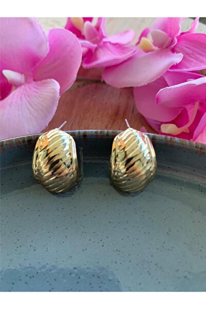 Pelin Aksesuar مخطط أقراط الذهب خمر