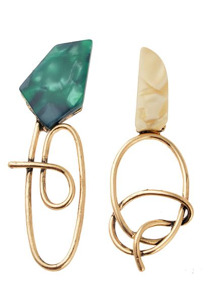 Pelin Aksesuar Green White Design Earrings