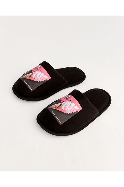 Chirpy Blackpink-s Ice Cream Shaped Women's Black House Slippers