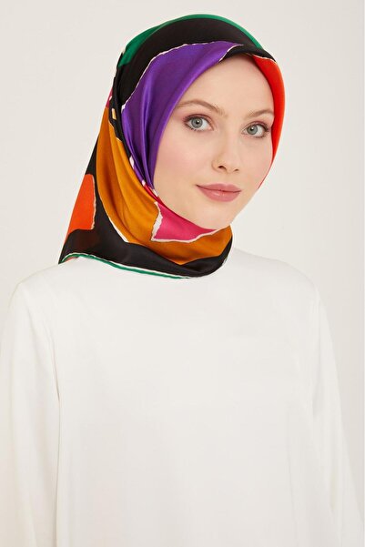 Armine Eșarfă de mătase Sura cu model geometric negru 9125 - 06