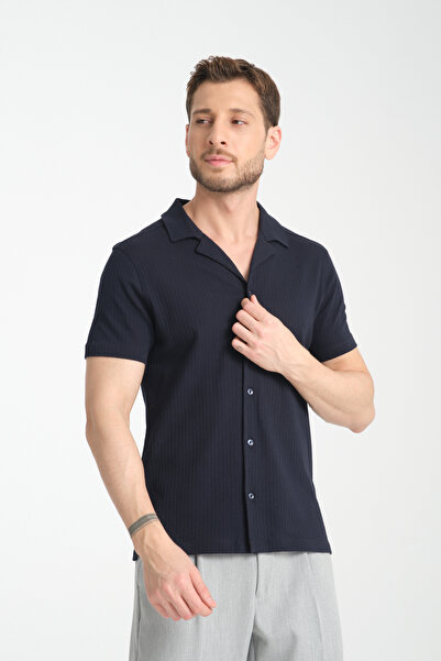 Frappoli Чоловіча спортивна сорочка Waffle - тонкий комір, короткий рукав, кишені, стандартний крій