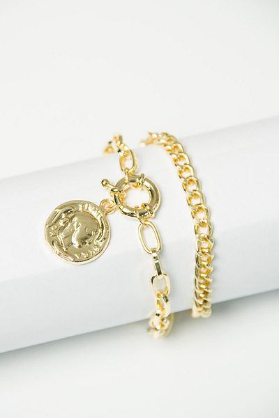 Modex Double Medallion Chain Bracelet