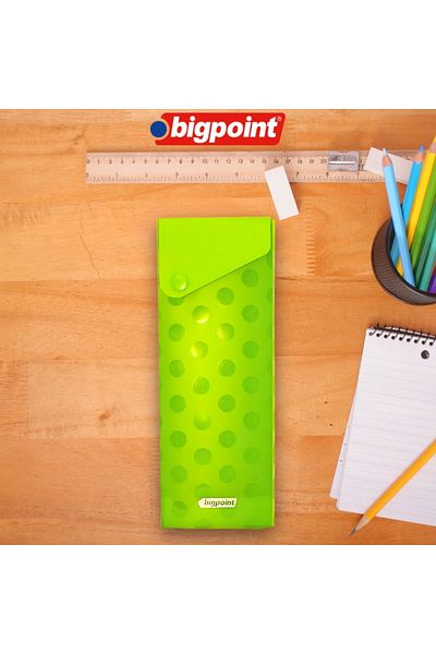 Bigpoint Green Large Size Box Pen Holder - Easy Use with Snap Cover