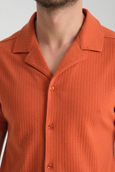 Frappoli Мъжка спортна риза Waffle - Slim Fit, къс ръкав, джоб, стандартна кройка