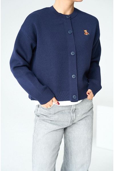 fujya Cardigan tricot cu nasturi brodat ursuleț