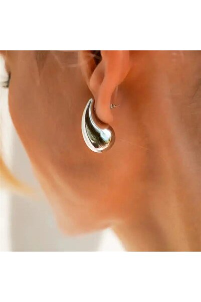 Pelin Aksesuar Silver Renk Damla Küpe (3 CM)