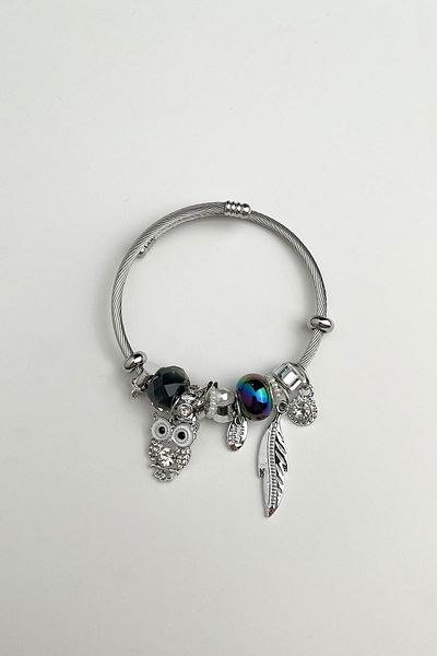 Modex Leaf Detail Steel Figured Spring Bracelet