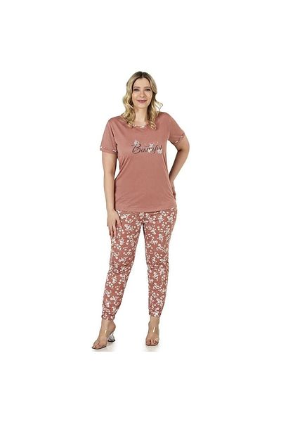 DOWRY 08049 Women's Summer Short Sleeve Plus Size Pajama Set