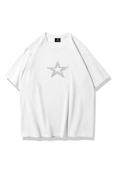 Violon Μπλουζάκι Unisex Star Stone με στάμπα λευκό oversize