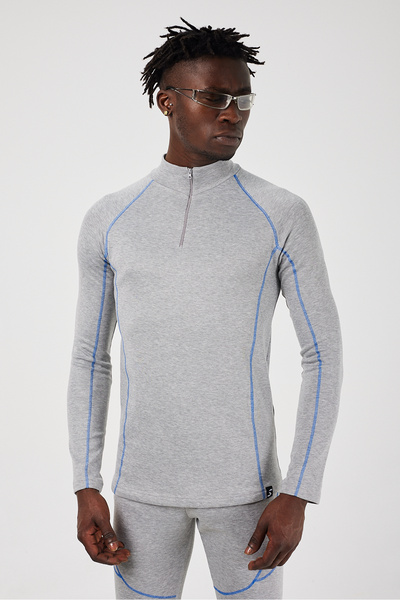 Scorp Ανδρικά θερμικά εσώρουχα Thermo-Fit Extreme με φερμουάρ, εσώρουχα για σκι, γκρι