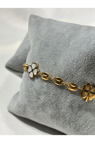 Uzak Işıklar White Clover Bracelet Gold