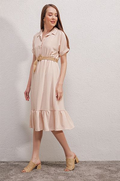 Bigdart 2292 Kleid mit Gürtel – Creme