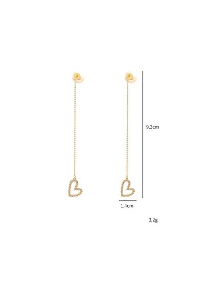 Pelin Aksesuar İncili Ve Kalp Figürlü Zincirli Küpe