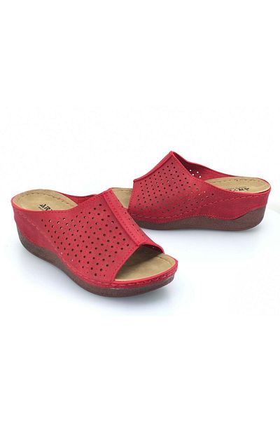 Kocamanlar Ayakkabı Aryan D.r Recommended Orthopedic Women's Slippers RED