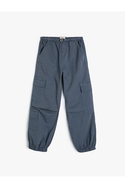 Koton Pantaloni Parachute Jogger Denim Buzunar din Bumbac Elastic în Talie - Blugi Parachute