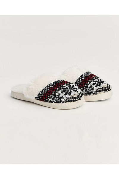 Chirpy Tiri - Ethnic Patterned Cream Women's House Slippers