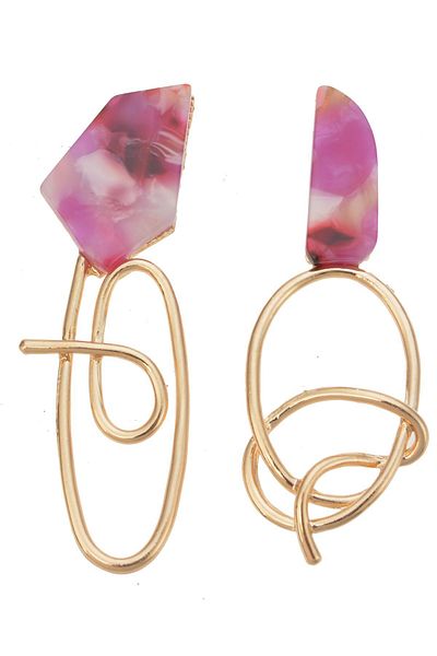 Pelin Aksesuar Pink White Design Earrings
