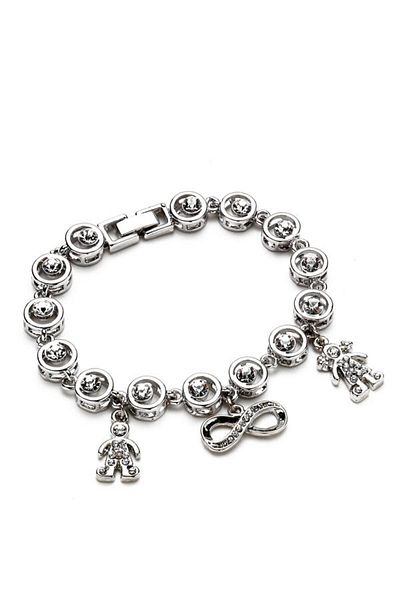 Modex Silver Color Infinity and Ali Ayşe Figured Stone Bracelet (18cm)