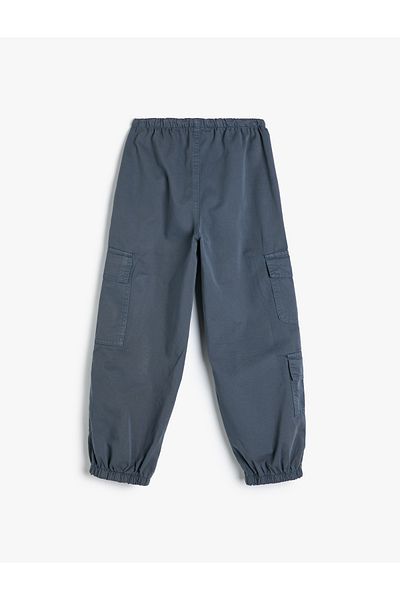Koton Pantaloni Parachute Jogger Denim Buzunar din Bumbac Elastic în Talie - Blugi Parachute