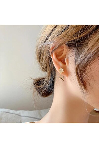 Pelin Aksesuar Gold Sedefli Lale Küpe