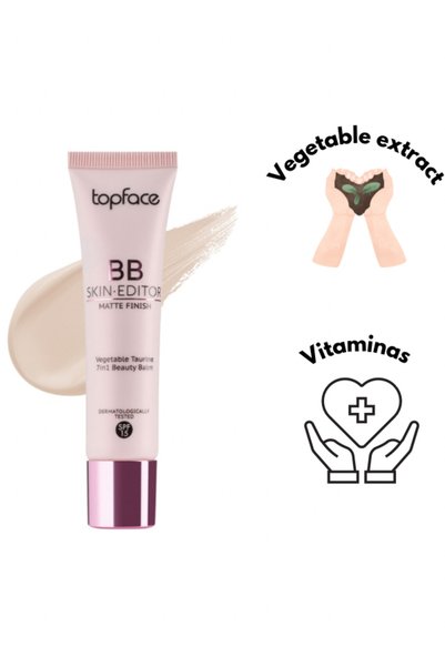 TOPFACE BB Skin Editor Matte Finish لجميع أنواع البشرة، تغطية متوسطة وعامل حماية من الشمس 15+.